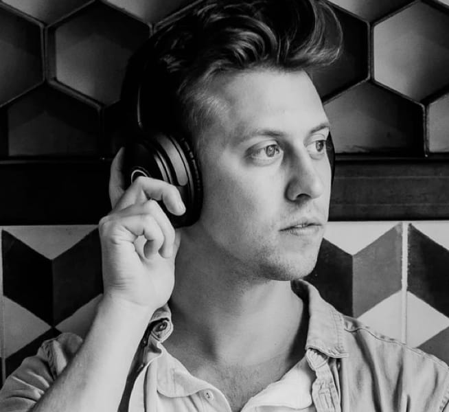a guy wearing headphones